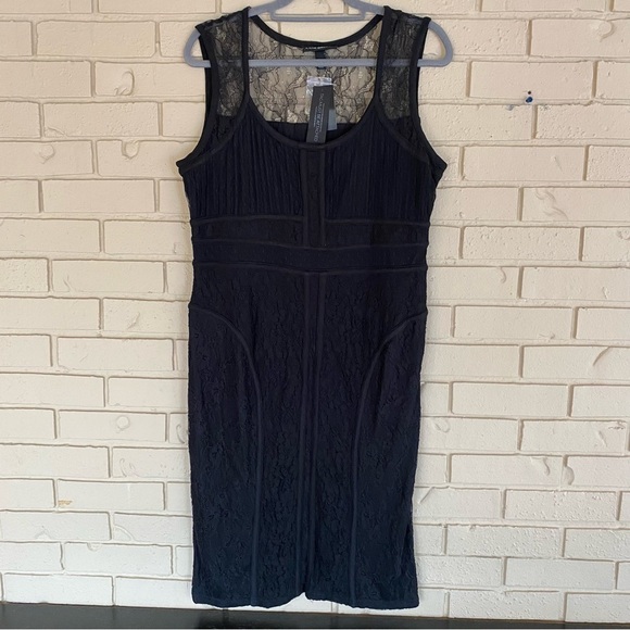 LANE BRYANT BLACK SLEEVELESS STRETCH LACE BODYCON COMPRESSION DRESS PLUS Sz 16 - Picture 1 of 9